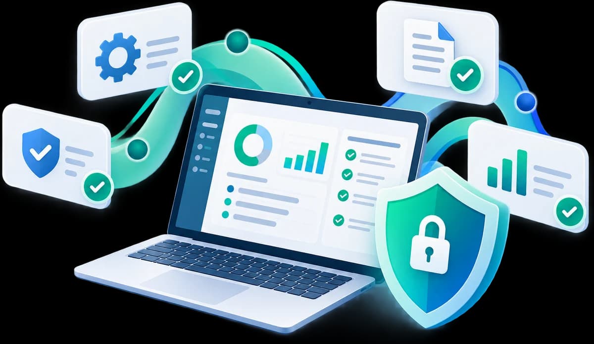 Cybersecurity dashboard protected by a shield