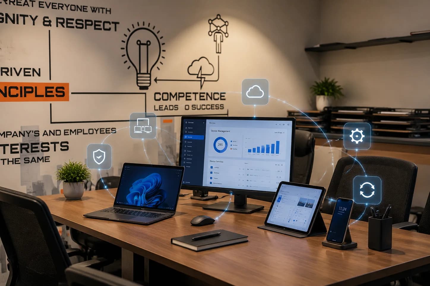 Enterprise device fleet: laptops, desktops, tablets, and phones
