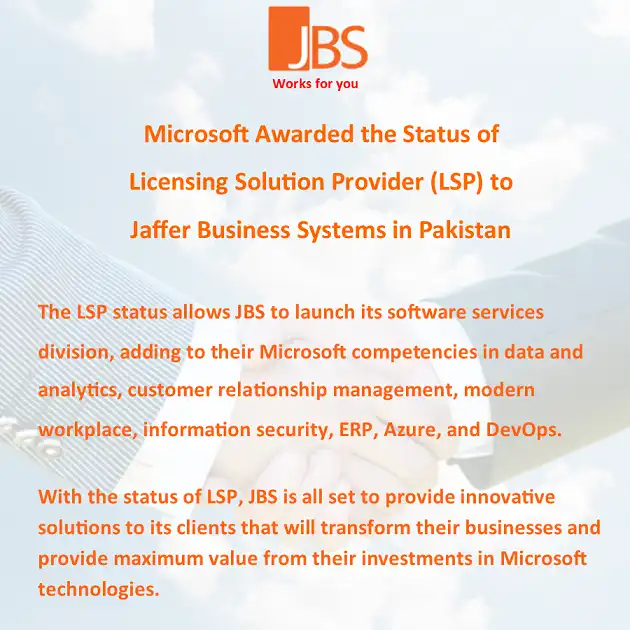 Microsoft Awards Licensing Solution Provider ( LSP) Status to JBS